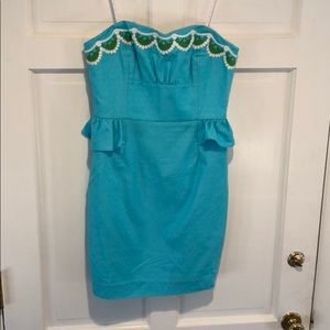 Lily Pulitzer Strapless Peplum Embroidered Dress